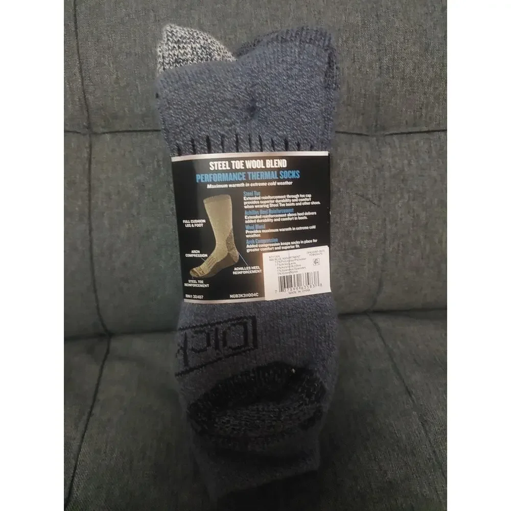 Dickies Blue Crew Performance Mens WoolBlend Thermal Socks 3 Pair Shoe Size 6-12